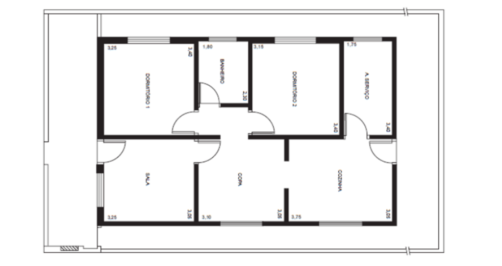 planta de uma instalação elétrica residencial