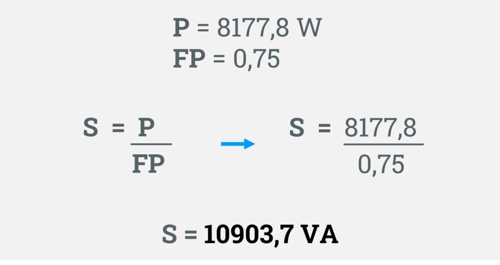 Calculando a potência aparente do motor