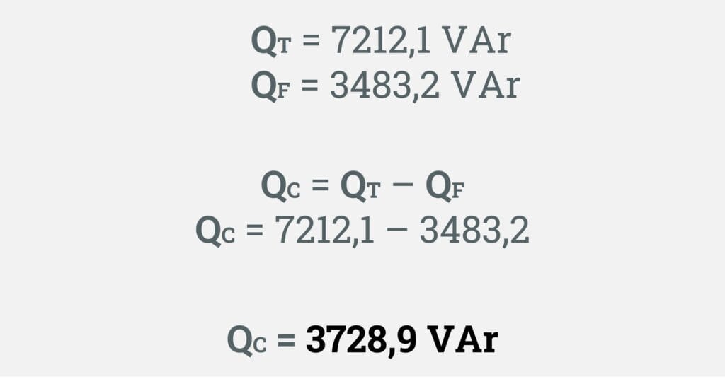 Calculando a potência reativa que será armazenada após a correção do fator de potência.