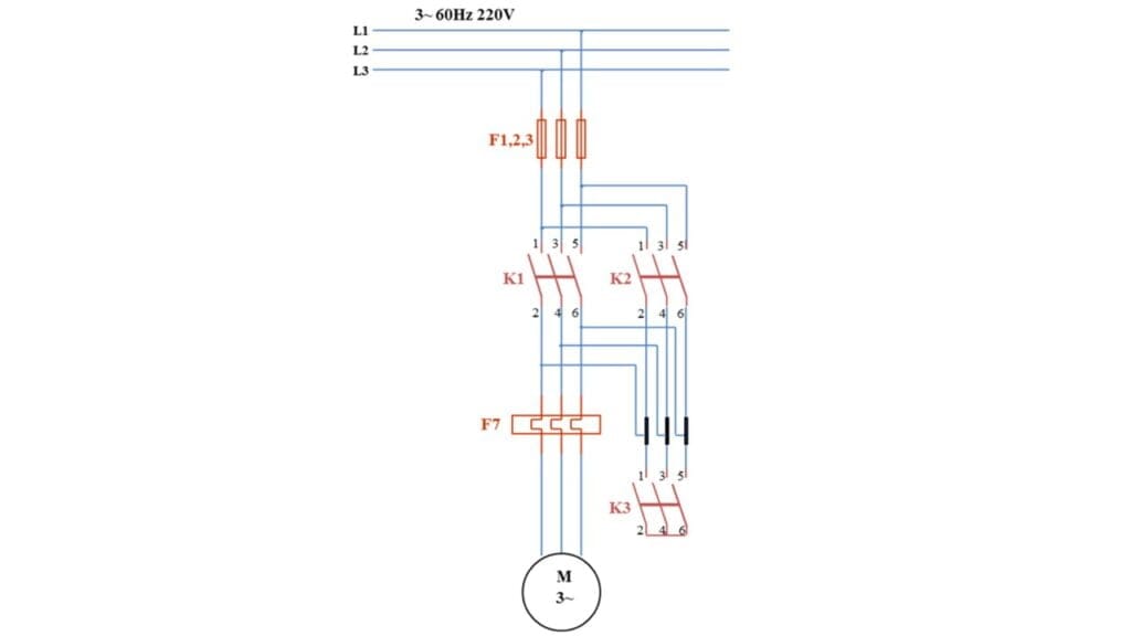 Diagrama de potência do tipo de partida compensadora
