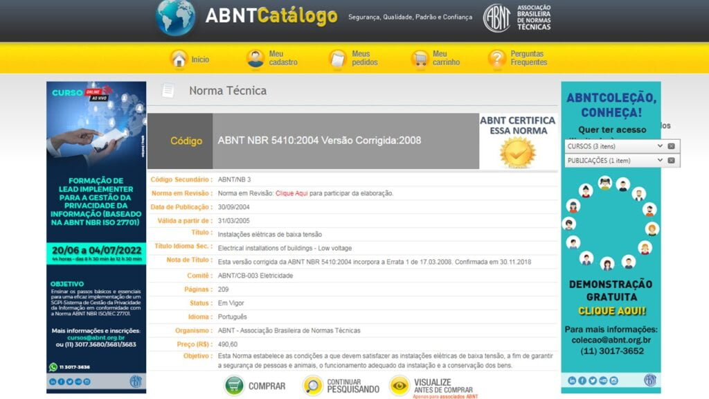 Como baixar NBR 5410 e qual o preço