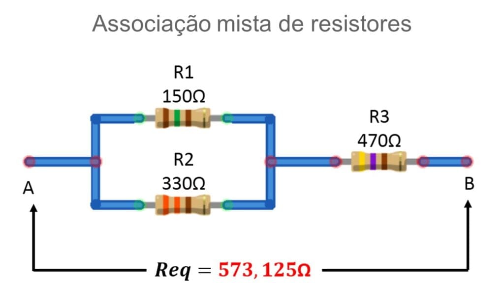 Como calcular associação mista de resistores na prática