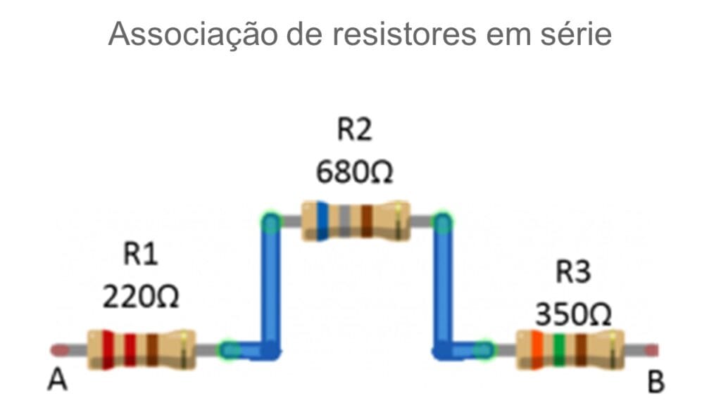 Associação de resistor em série e três resistores