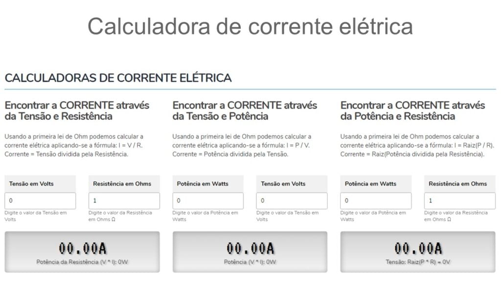 Como funciona a calculadora de corrente elétrica na prática