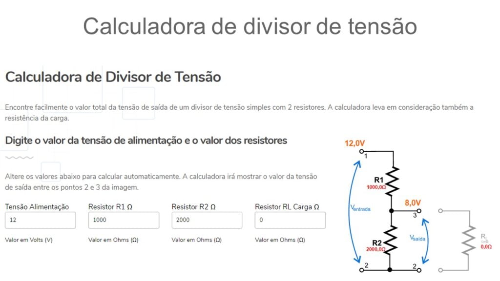 Como funciona a calculadora de divisor de tensão na prática