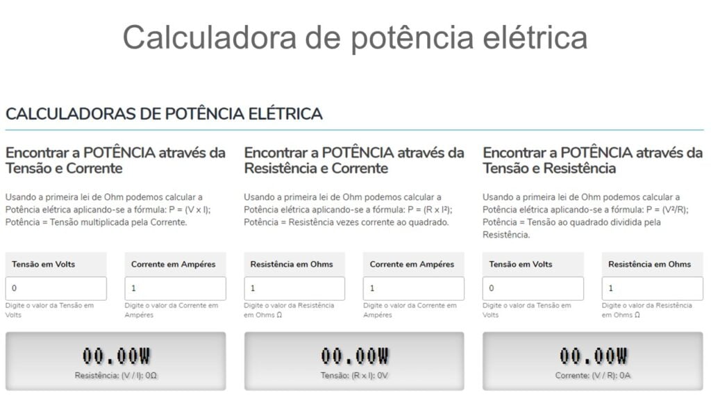 Como funciona a calculadora de potência elétrica na prática