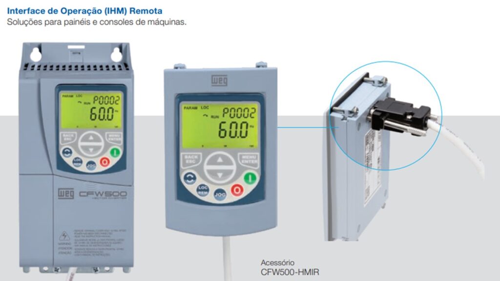 Tipo de inversor de frequência CFW500 WEG com acessórios