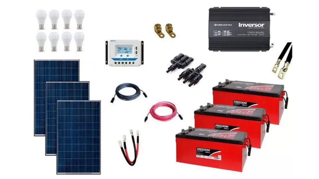 Exemplo de um kit energia solar off grid